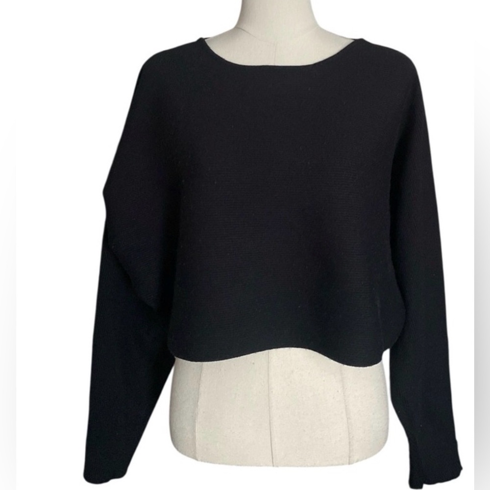 Alexia Amor Women’s Ribbed Knit Dolman Sleeve Top Sweater New Size X-Large Black
